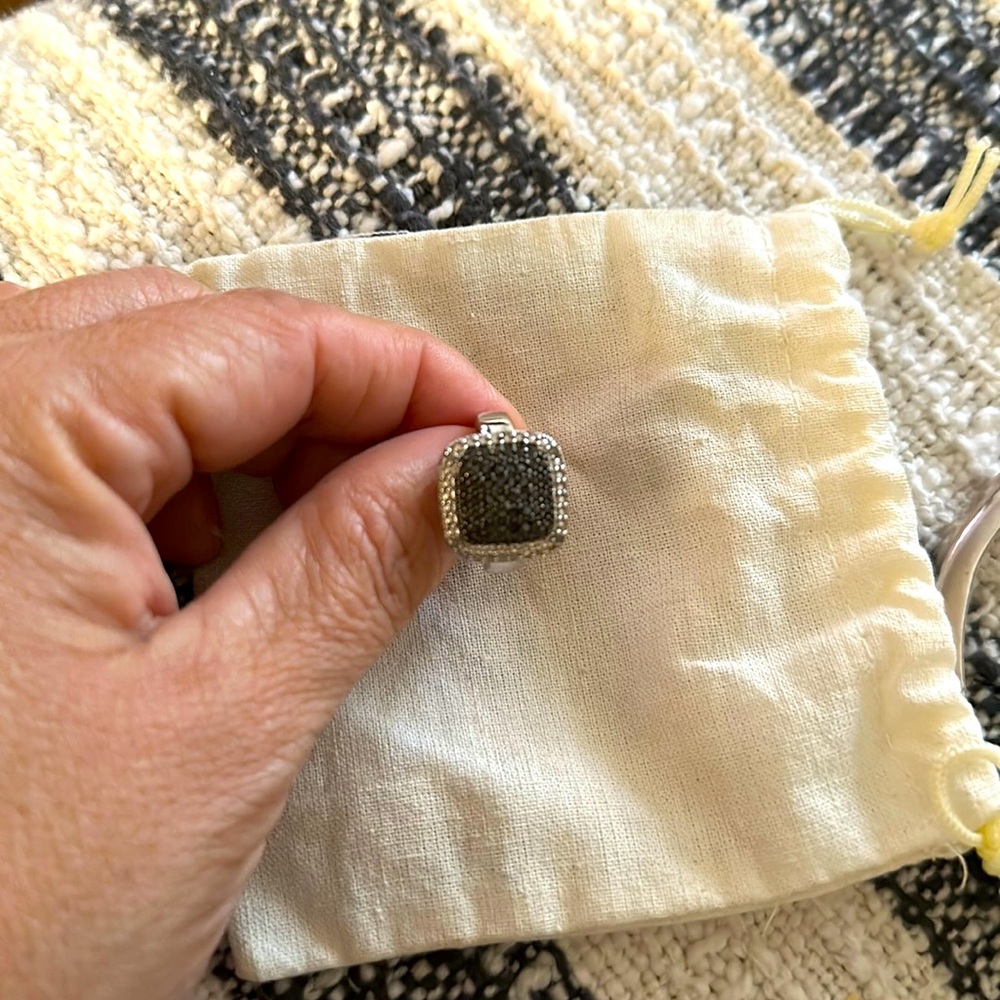 Beautiful black and white silver diamond ring.